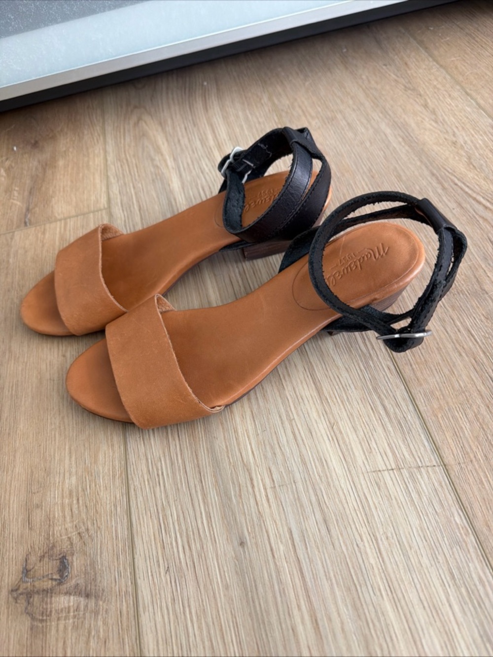 Madewell Women's Two-Tone Ankle-Strap Sandals in Tan and Black - Picture 5 of 6